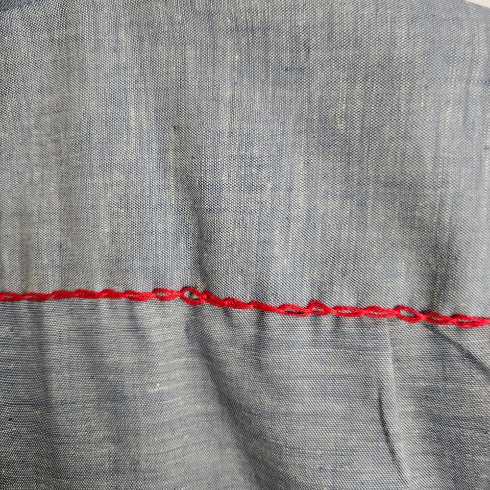 Vtg JCPenney Big Mac Blue Embroidered Chambray Work Shirt L Hippie Folk Art Boho - Picture 13 of 15